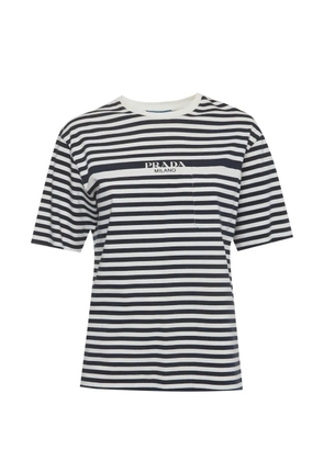 Prada Pre-Owned striped logo-print T-shirt - Blue