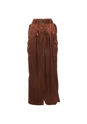 Dries Van Noten Pre-Owned belted satin maxi skirt - Brown