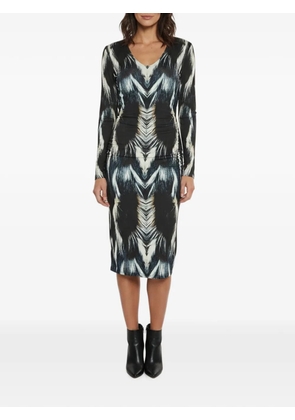 Roberto Cavalli Vintage abstract-print V-neck midi dress - Black