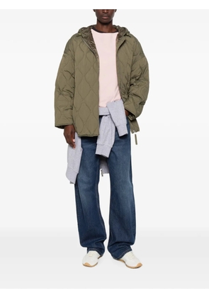 Closed quilted hooded jacket - Green