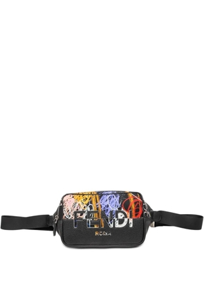 Fendi Pre-Owned 2010-2026 Noel Fielding Leather and Nylon Graffiti belt bag - Black