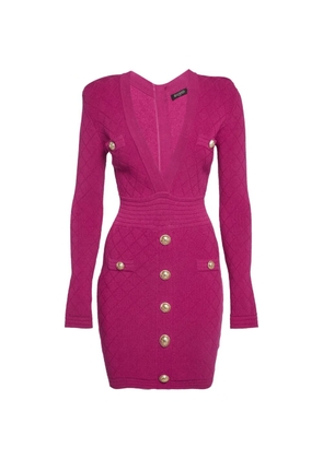 Balmain Pre-Owned mini button-detail jacquard-knit dress - Pink
