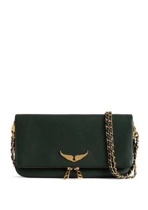Zadig&Voltaire Rock grained leather clutch bag - Green