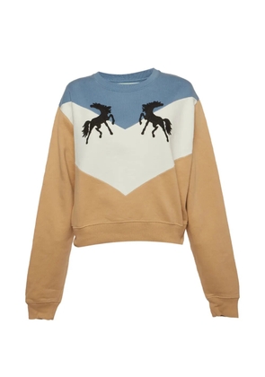 Off-White Pre-Owned horse-motif cropped sweatshirt - Neutrals