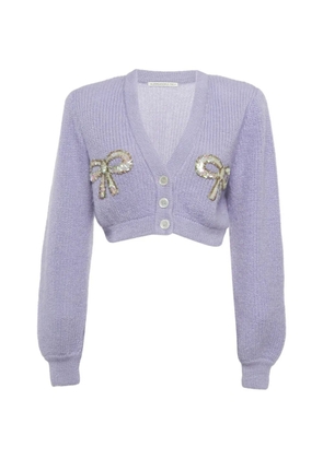 Alessandra Rich bow-embellished cropped cardigan - Purple