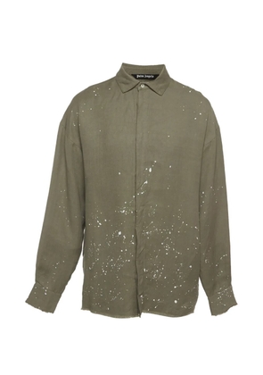 Palm Angels logo-print paint-splatter shirt - Green