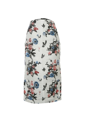 Valentino Garavani Pre-Owned floral-jacquard pencil skirt - White
