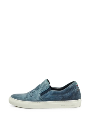 Philipp Plein croc-embossed slip-on sneakers - Blue