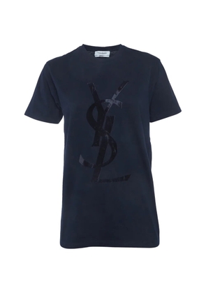 Saint Laurent Pre-Owned flocked-logo T-shirt - Blue