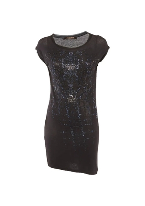 Roberto Cavalli Vintage bead-embellished raw-edge tunic top - Black