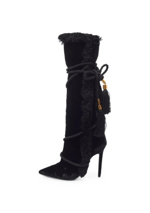 Versace Pre-Owned Pillow Talk fringe-trim boots - Black