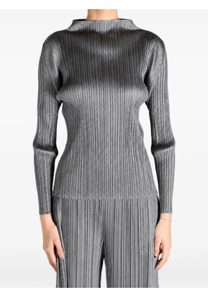 Pleats Please Issey Miyake pleated long-sleeve top - Grey