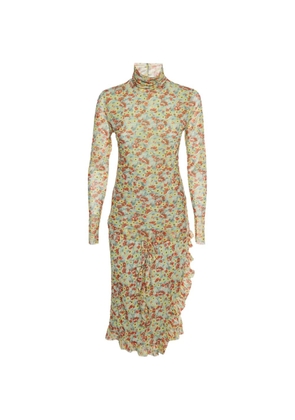 GANNI floral-print mesh blouse and skirt set - Blue