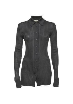 Bottega Veneta Pre-Owned ribbed-knit long-sleeve cardigan - Grey