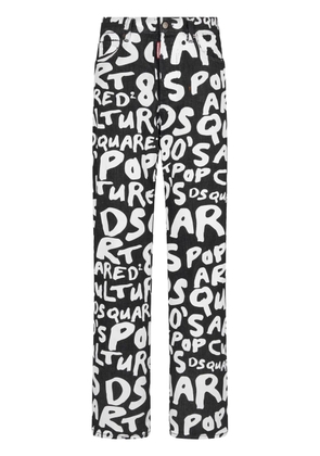 DSQUARED2 logo-lettering cotton blend slim-fit trousers - Black