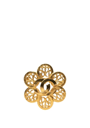 CHANEL Pre-Owned 1990-2010 CC Gold Plated Flower Brooch costume brooch