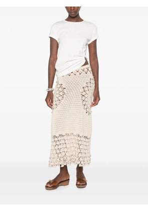 Rabanne crochet-fabric bead-embellished maxi skirt - Neutrals