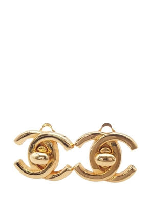 CHANEL Pre-Owned 1995 CC Gold Plated Turn Lock Clip on Earrings costume earrings