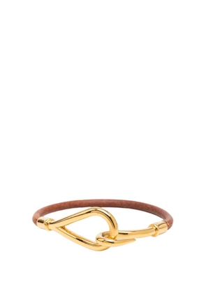 Hermès Pre-Owned 2000-2026 Gold Plated and Leather Jumbo Hook Bracelet costume bracelet - Brown