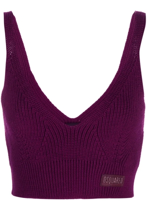 DSQUARED2 logo-patch wool crop top - Purple