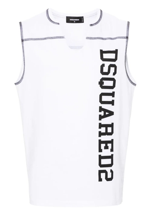 DSQUARED2 logo-print cotton tank top - White