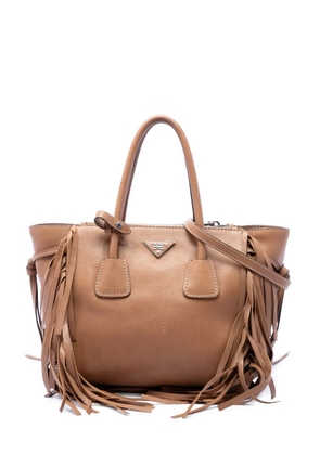 Prada Pre-Owned 2013-2026 Glace Calf Fringed Twin Pocket satchel - Brown