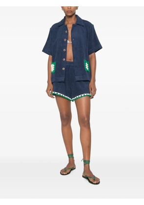 TERRY PUESTO crochet-trim-detail shirt - Blue