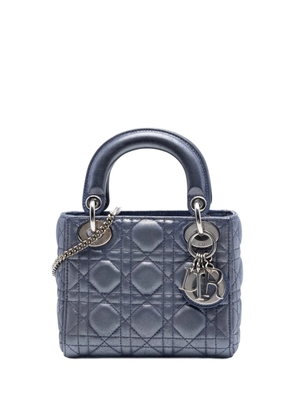 Christian Dior Pre-Owned 2016 Mini Iridescent Lambskin Cannage Lady Dior satchel - Blue