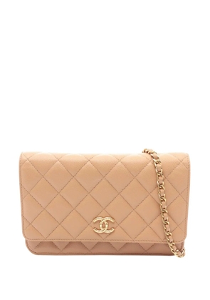 CHANEL Pre-Owned 2021-2026 CC Quilted Caviar Wallet on Chain crossbody bag - Neutrals