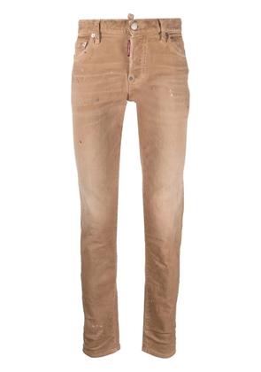 DSQUARED2 paint splatter skinny jeans - Brown
