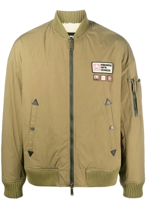 DSQUARED2 logo patch zipped bomber jacket - Green