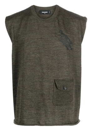 DSQUARED2 flap pocket crew neck vest - Green
