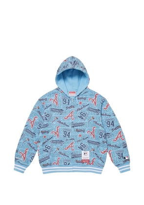 Supreme x Mitchell & Ness logo-print hoodie - Blue