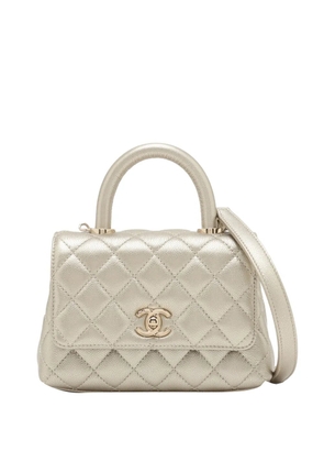 CHANEL Pre-Owned 2021-2026 Mini Quilted Caviar Coco Top Handle Bag satchel - Gold