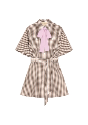 Valentino Garavani short dress in Vichy cotton - Brown