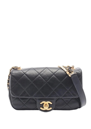 CHANEL Pre-Owned 2020 Mini Quilted Calfskin Crystal Pearls Chain Flap crossbody bag - Black