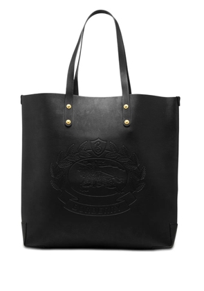 Burberry Pre-Owned 2000-2017 Large Embossed Leather Crest tote bag - Black