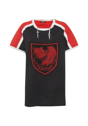 Balmain Pre-Owned embroidered jersey mini dress - Black