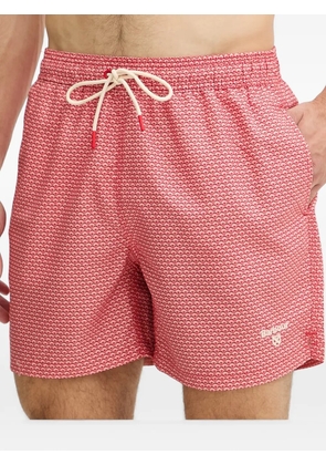Barbour Shell geometric-print drawstring swim shorts - Red
