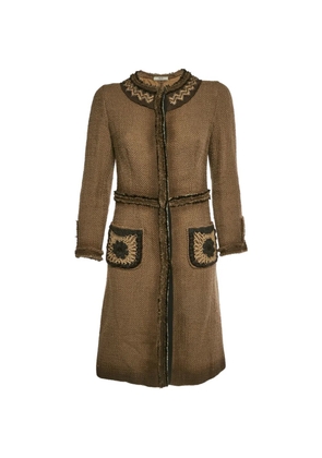 Prada Pre-Owned bead-embellished tweed coat - Brown