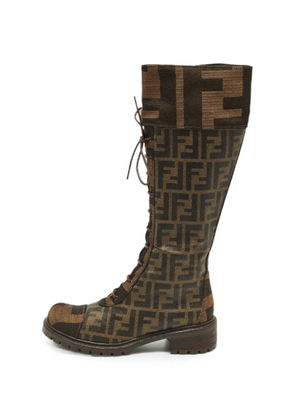 Fendi Pre-Owned Fendi Mania FF motif knee-length boots - Brown