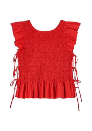 GANNI shirred ruffled blouse