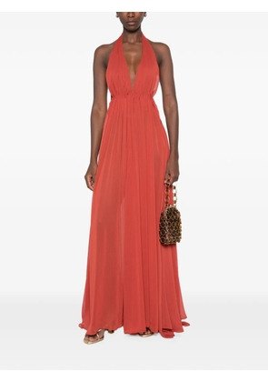 ARCINA ORI Florence halterneck pleated maxi dress - Orange