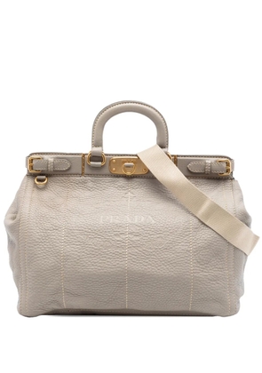 Prada Pre-Owned 2010-2026 Vitello Daino Canapa Logo Frame satchel - Grey