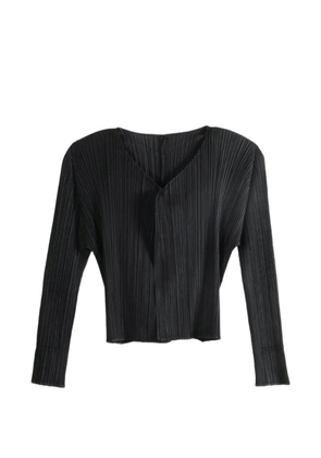 Pleats Please Issey Miyake pleated V-neck cardigan - Black