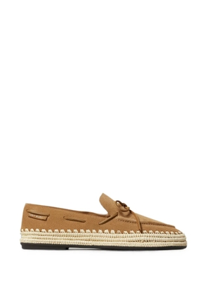 Tory Burch whipstitch-trim raffia loafers - Neutrals