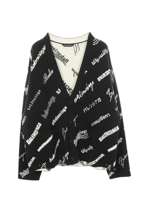 Balenciaga Pre-Owned 2010s logo-pattern knitted cardigan - Black