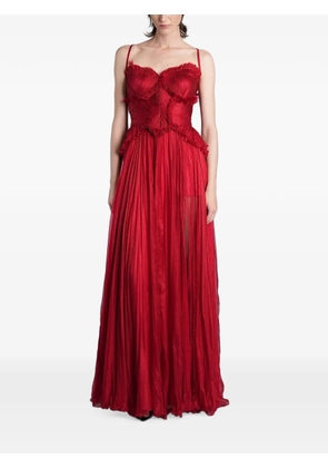 Iris Serban ruffled pleated maxi dress - Red