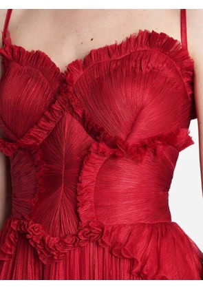 Iris Serban ruffled pleated maxi dress - Red