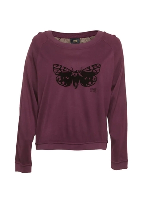 Cavalli Class butterfly-detail wide-neck sweatshirt - Purple